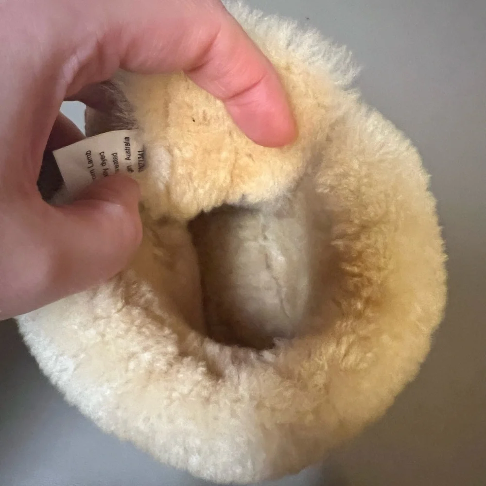 L.L. Bean Kids Brown Suede Moccasin Slippers with Cream Shearling